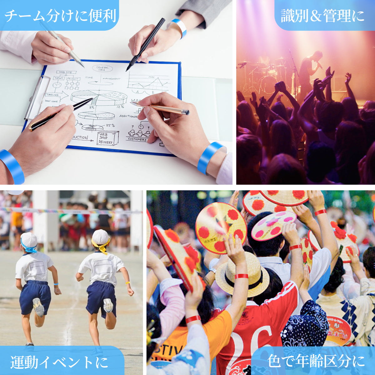 リストバンド 使い捨て イベント用 合成紙 14色 防水 破れにくい 手書き対応(オレンジ, 1000枚)